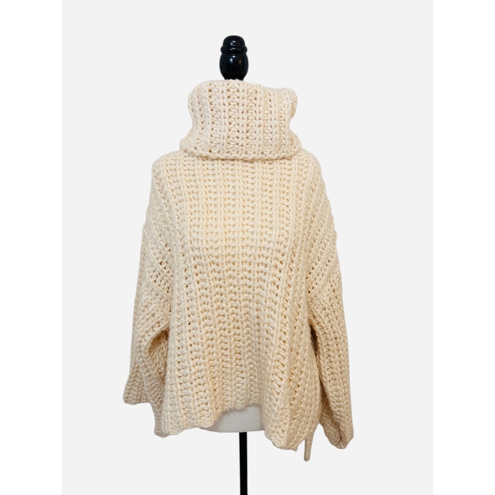 ZARA Chunky Knit‎ Oversized Small Turtleneck Cozy Sweater Cream - Picture 3 of 8